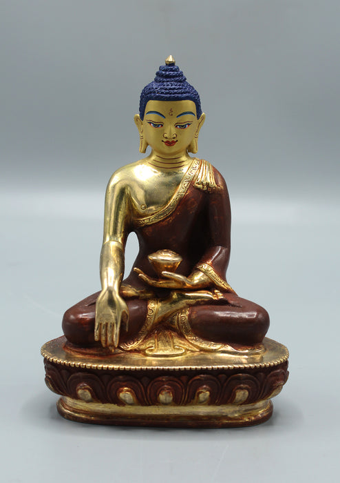 Partly Gold Plated  Akshobhya  Buddha Statue 5.5" H
