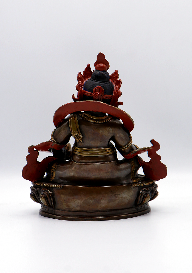 Gold Face Painted Copper Kubera Statue 7.8"H