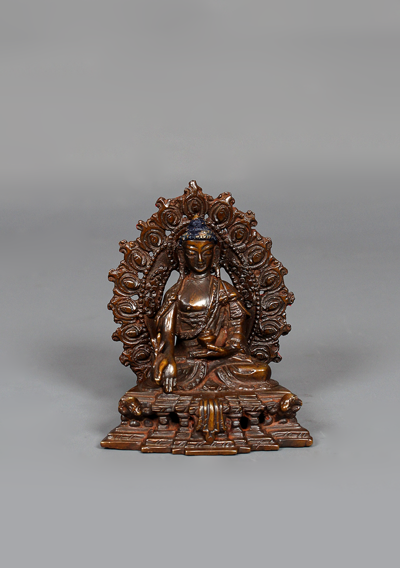 Oxidized Copper Medicine Buddha Statue 3.75" H