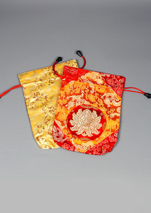 Lotus Brocade Embroidered Mala and Jewelry Bag