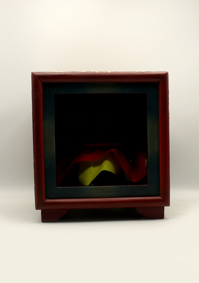 HandCrafted Tibetan Wooden Box for the Ritual Treasure Vase