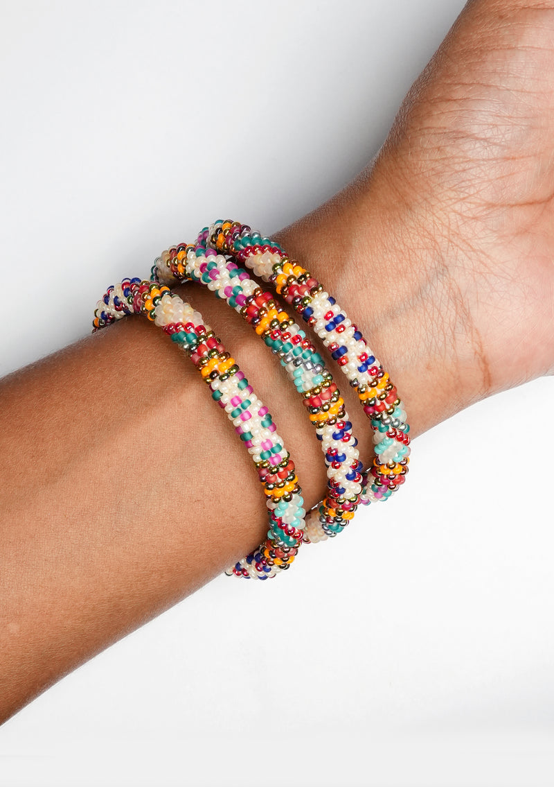 Vibrant and Colorful Nepalese Roll Bead Bracelet