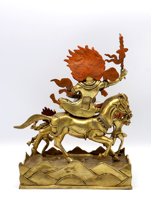 Master arts 24 K Gold  Palden Lhamo  Copper Statue 12"H