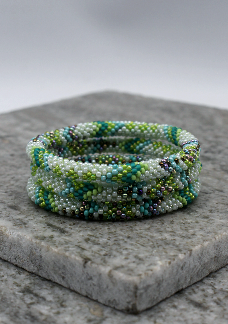 Roll on Beads Green  Bracelet