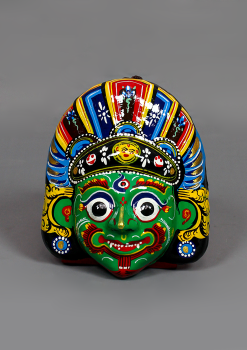 Handpainted Bhairava Paper Mache Wall Hanging Mask