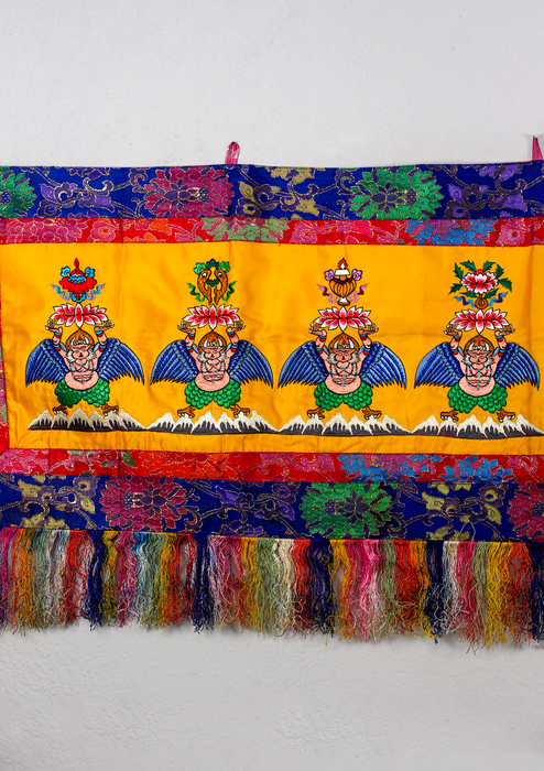 Garud Eight Auspicious Symbol Brocade Wall Hanging