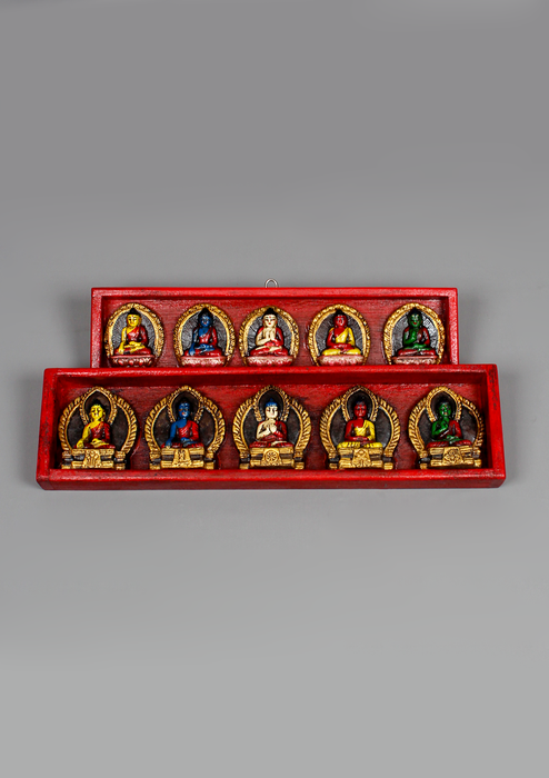 Wooden PANCHA BUDDHA Door Hanging Plaque