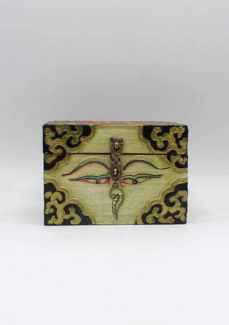 Handpainted Tibetan Wooden Boxes with Endless Knot- Small