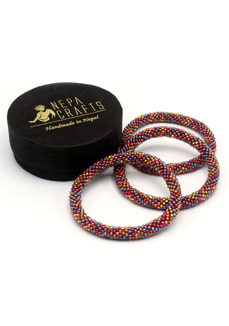 Machhapuchhare  Roll on Beads Bracelet Gift Set of 3 in Eco-Friendly Jewelry Box