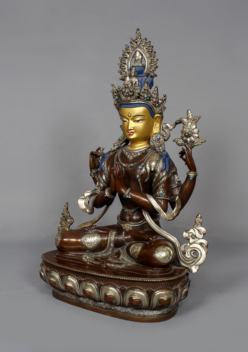 Masterarts Partly Gold Plated Chenrezig Statue 16" H