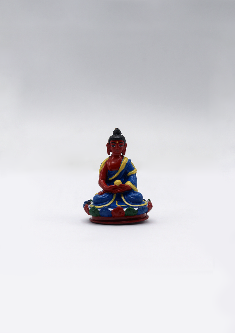 Mini Hand Painted Copper Amitabha Buddha Statue 1.5"H