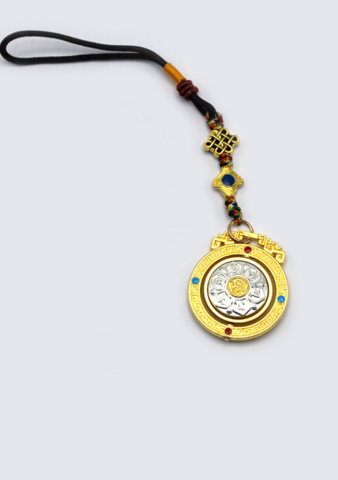 Spinning Om Mani   Mantra  Buddhist Golden  Car Hanging