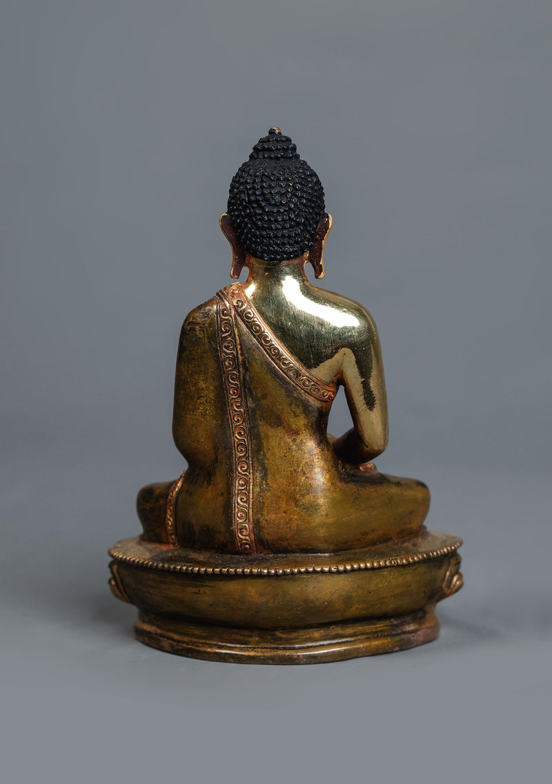 Partly Gold Plated Amitabha Buddha Statue – Handmade Nepalese Buddhist Art | 5.5" H