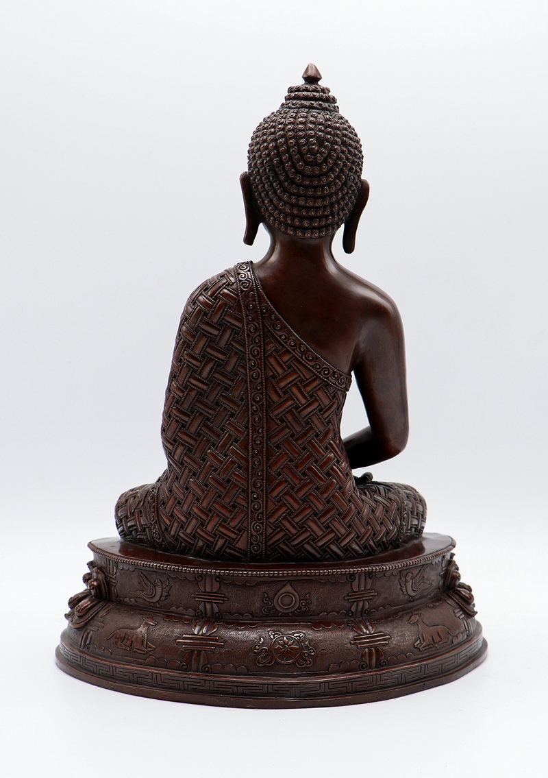 Copper Oxydized Sukul Butta Amitabha Buddha Statue 11.5"H