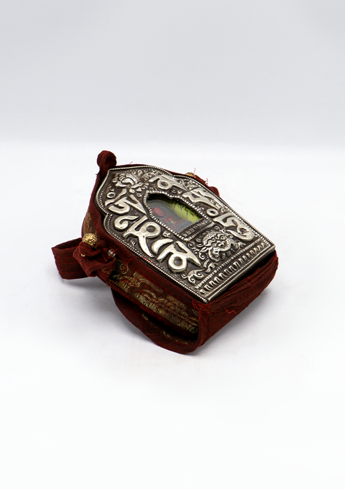 Hand Carved White Metal Guru Rinpoche Ghau Pendant