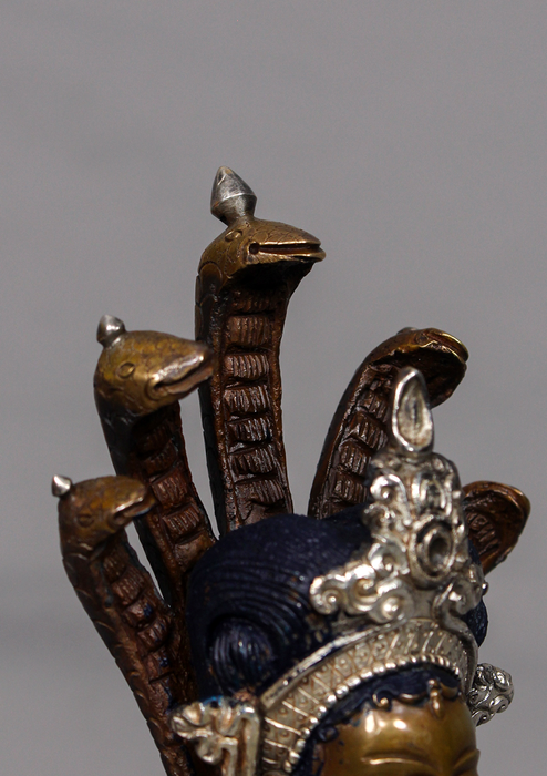 Copper Nagakanya Statue with Silver Highlights 8.7" H