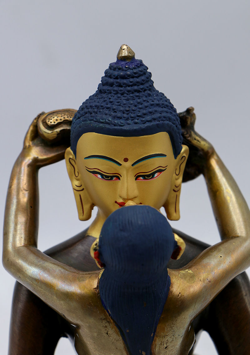 Gold Face Painted Buddha Shakti Samantabhadra Statue 7"H