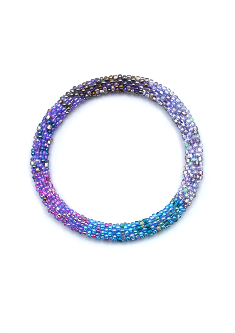 Purple Multi Color Roll on Beads Bracelet