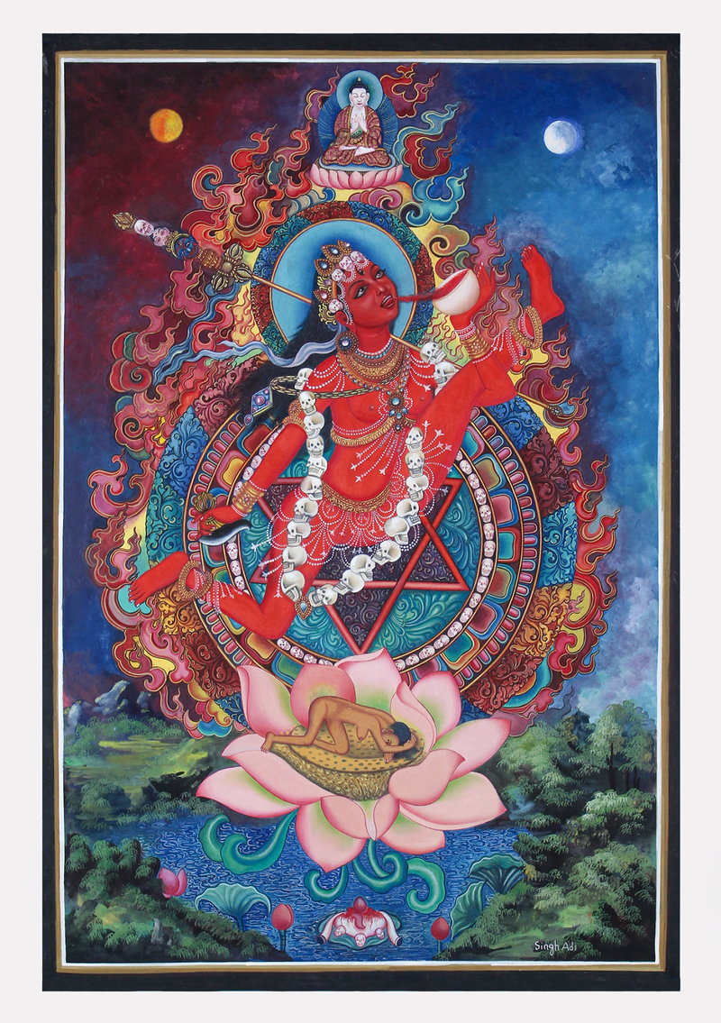 Vajrayogini Large Lotus  Pink  Thangka Painting