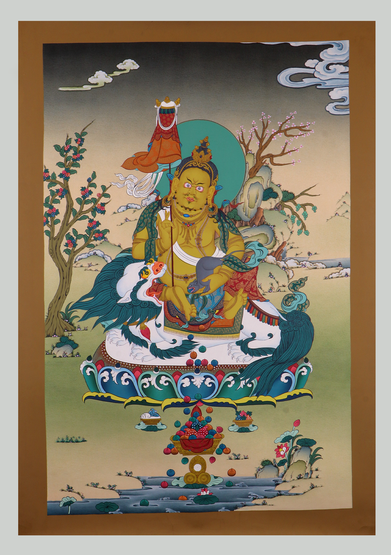 Yellow King Zambala Thangka Painting