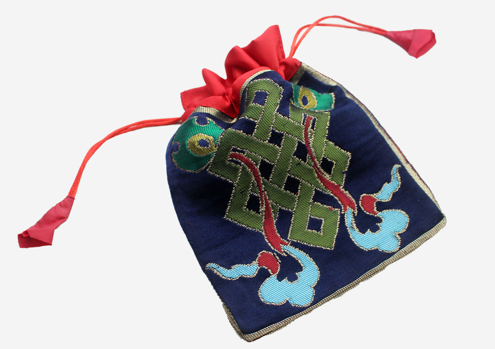 Auspicious Symbol Brocade Drawstring Jewelry Bag