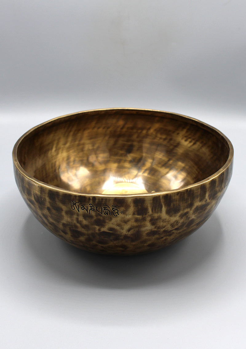 Green Tara Carved Tibetan Handmade Full Moon Meditation Singing Bowl