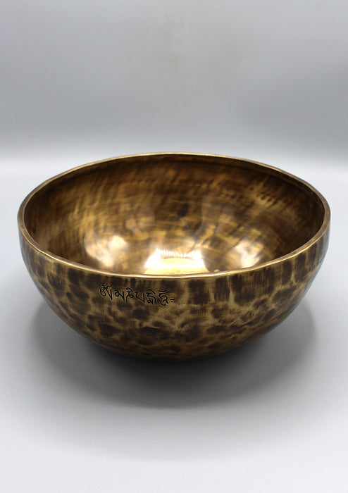 Green Tara Carved Tibetan Handmade Full Moon Meditation Singing Bowl