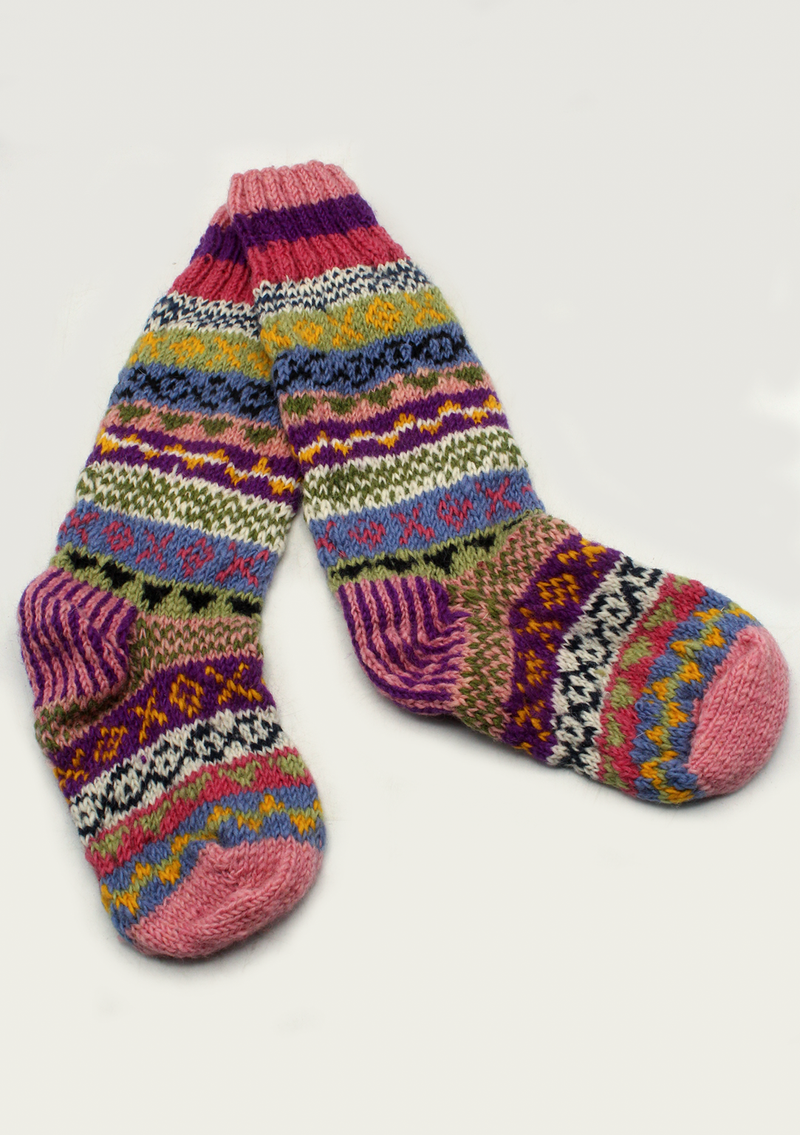 Handknitted Multicolor Woolen Knee High Socks