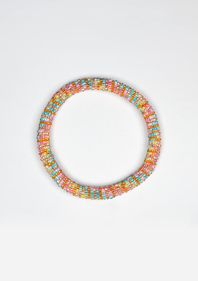 Soft Pastel Nepalese Roll Bead Bracelet