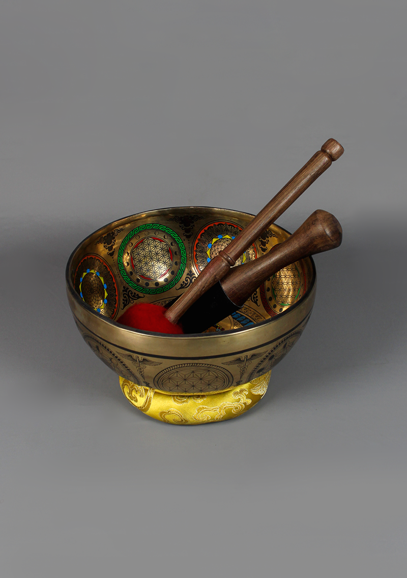 Zambala God of Weatlth Painting Singing Bowl 9"
