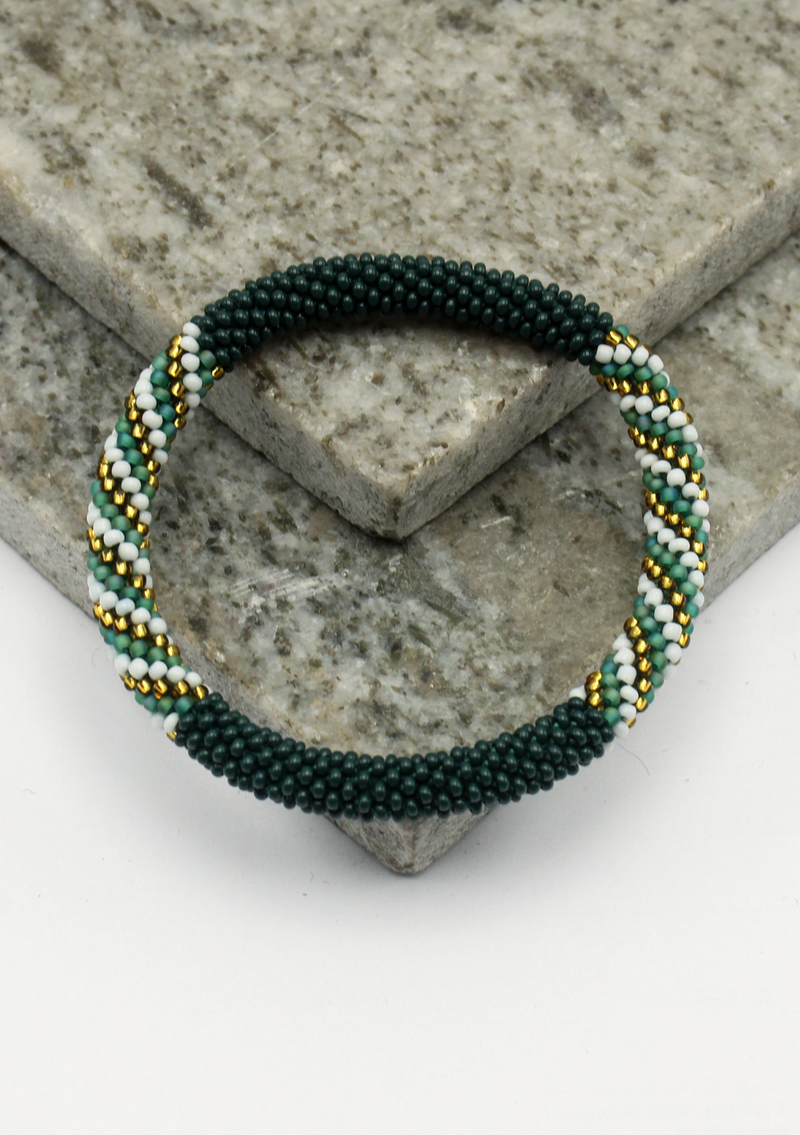 Green Mermaid Gold Roll on Beads Bracelet