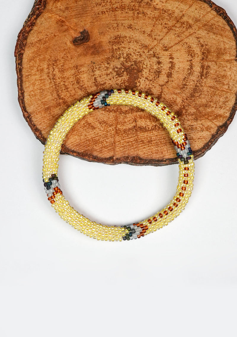 Golden Daisy Nepalese Roll Bead Bracelet