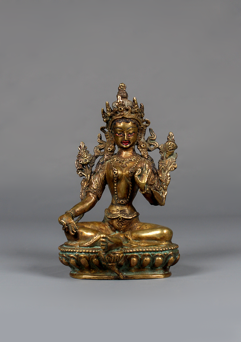 Antique Style Green Tara Statue 5.5"