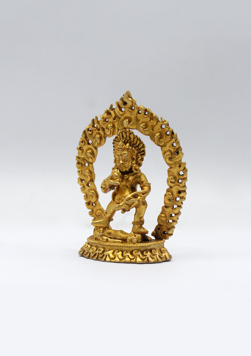 Gold Plated Kubera Statue 3.5"H