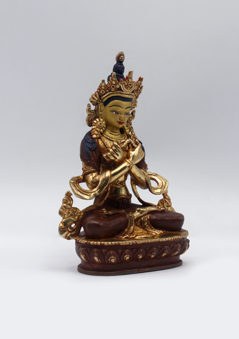 Partly Gold Plated Copper Vajradhara Statue 5.5"H