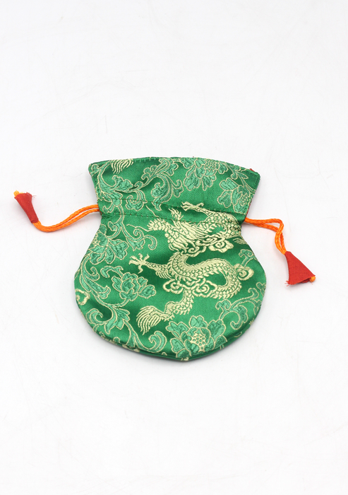 Dragon Silk Brocade Drawstring Mala Bag