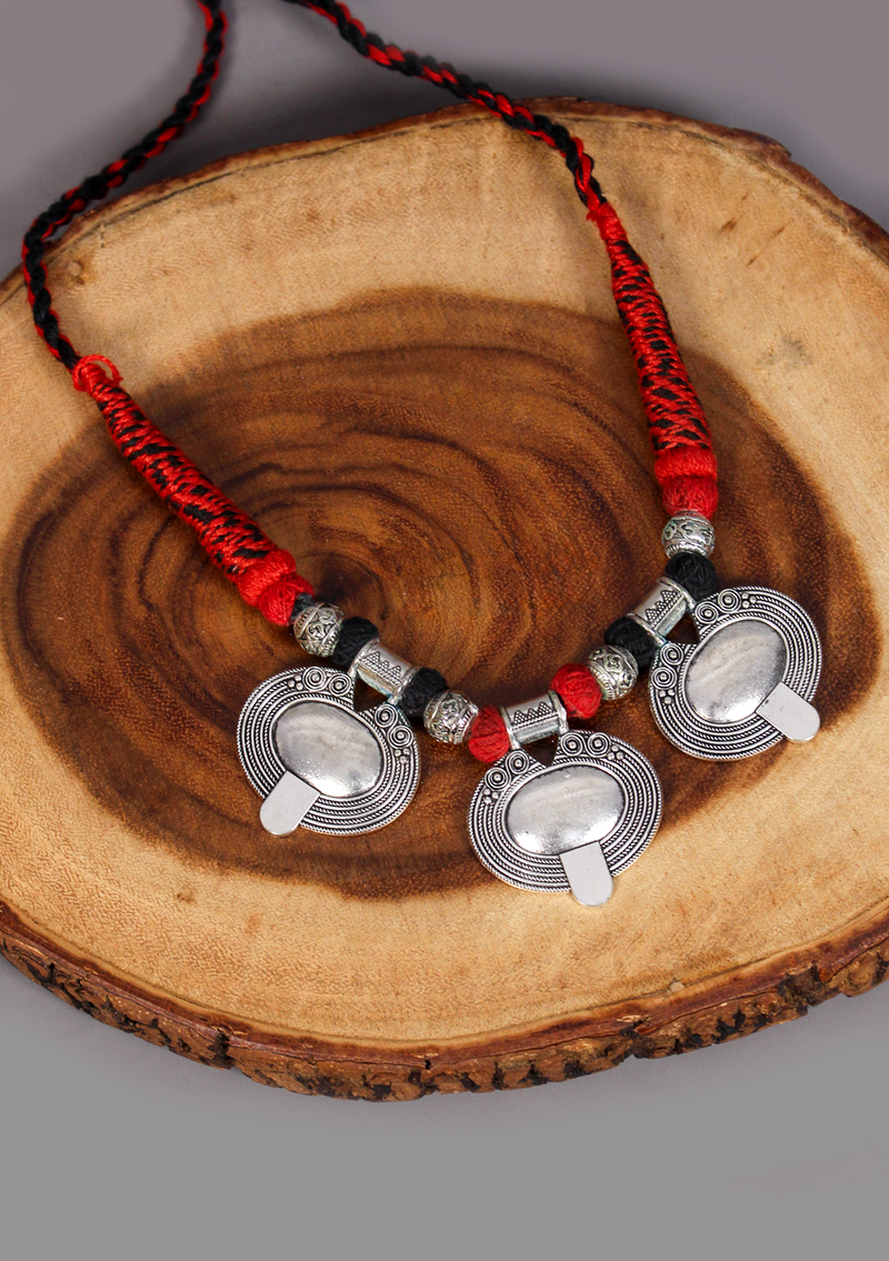 Elegant White Metal Tribal Style Pendant from Nepal