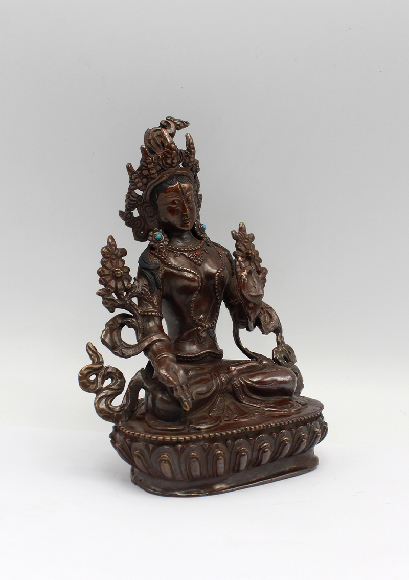 Copper White Tara Statue 6" H