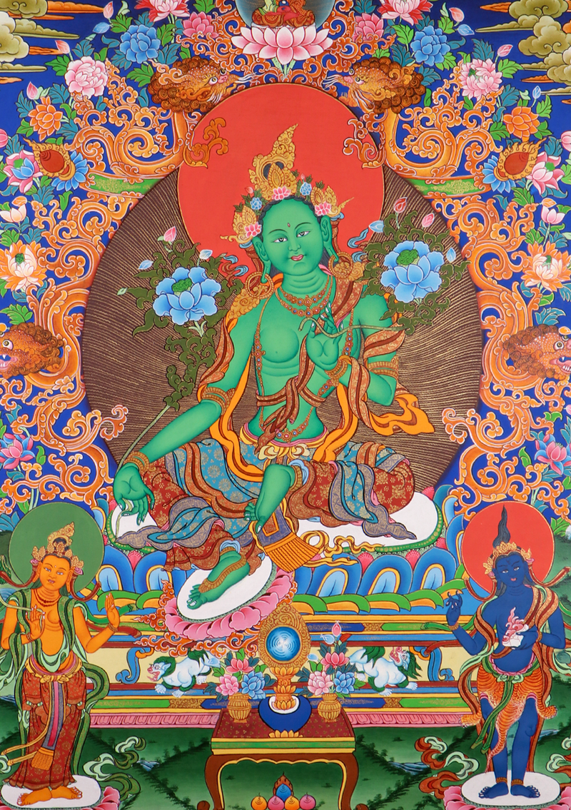 Green Tara Thangka Painting Fine Arts