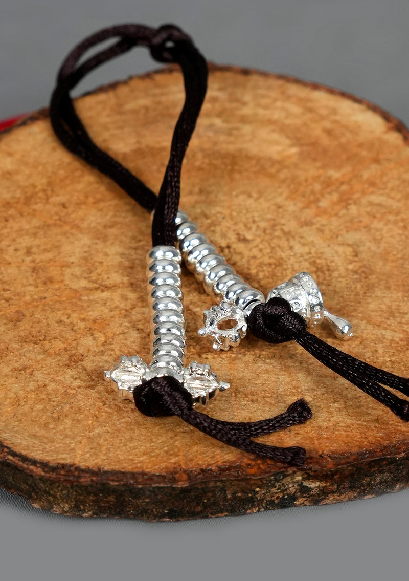 Tibetan Silver Color Bell & Dorjee Mala Counter Pair