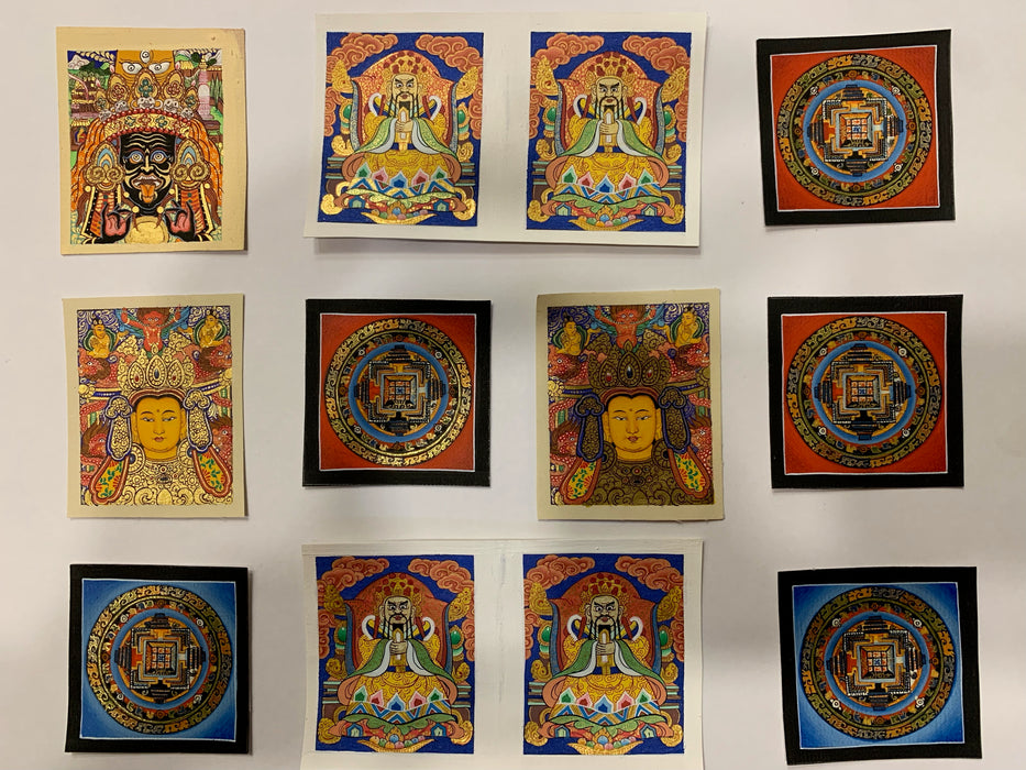 Mini Thangka Custom Listing - Mandala 3.5 x 3.5 cm / Assorted figures 4x5 cm