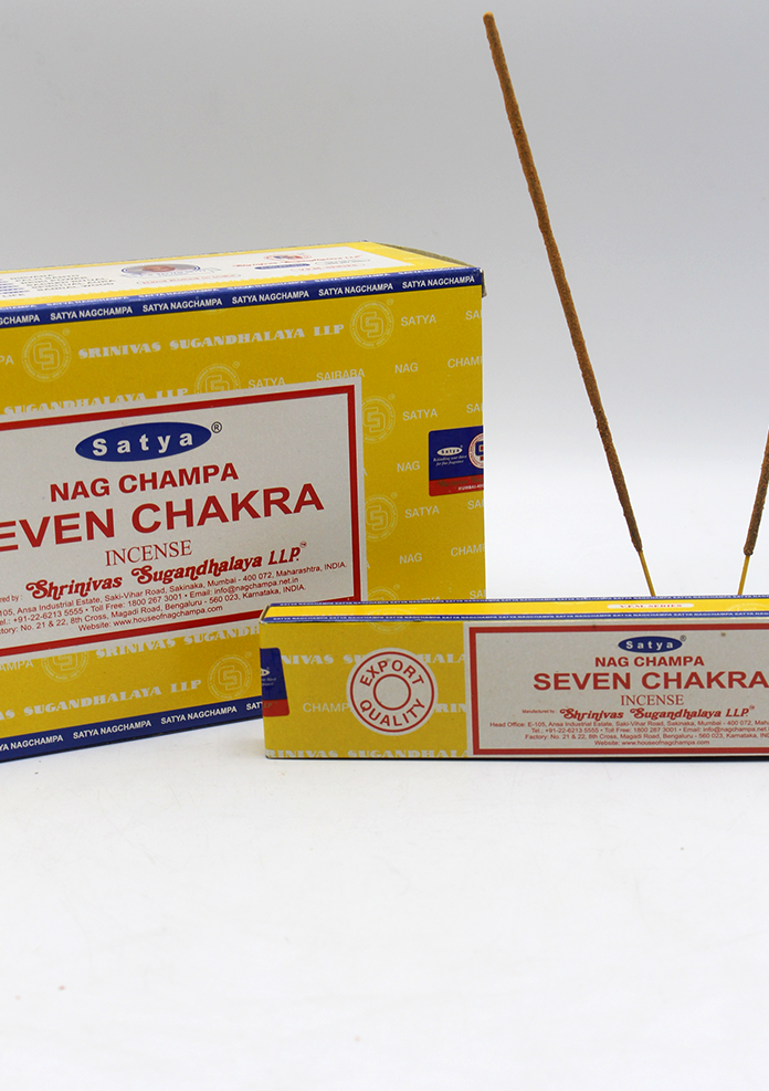 Satya Nagchampa Seven Chakra Incense Sticks, Set of 12 Packs, Each 15 g