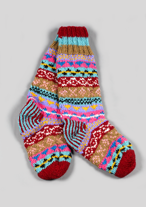 Handmade Woolen Knee High Socks Handknitted Nepal