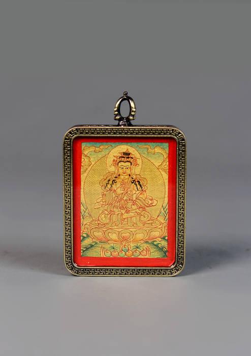 Vajrasattva Mini Thangka Amulet Pendant