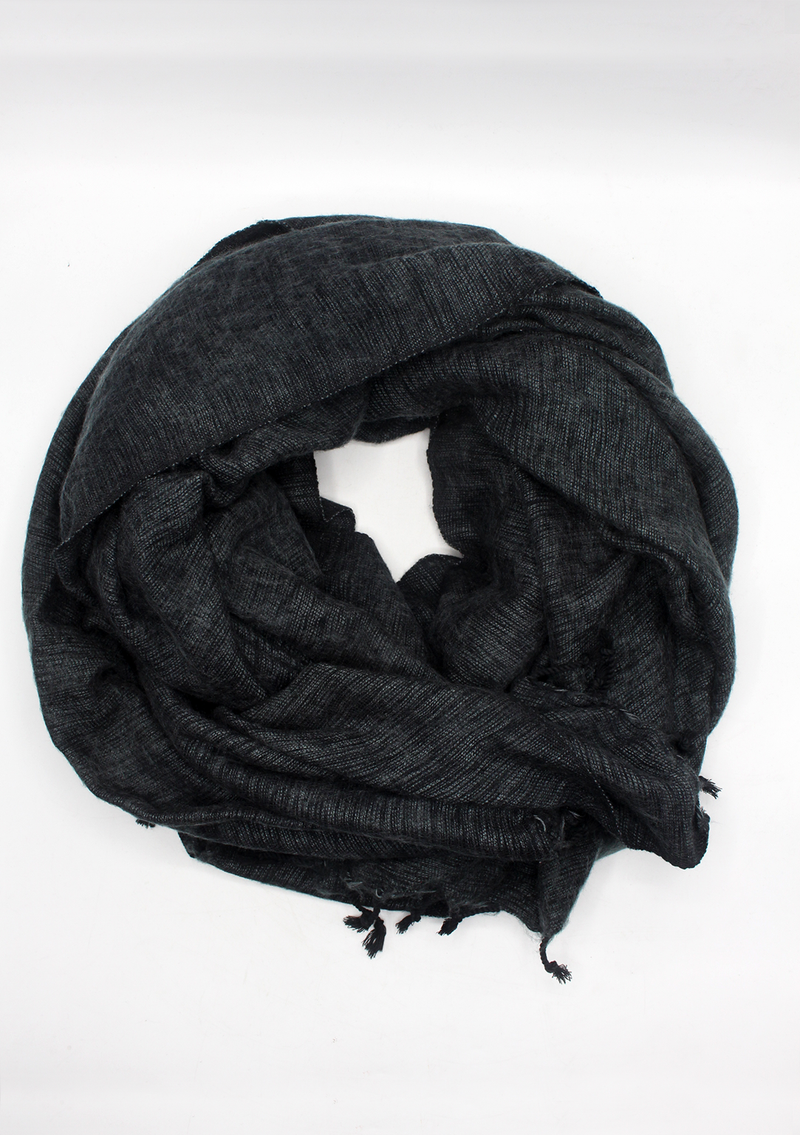 Hand-loomed  Charcoal Soft Yak Wool Blanket