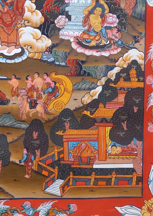 Buddha Life Brocade Thangka Painting