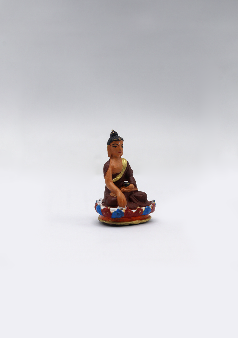 Mini Hand Painted Copper Shakyamuni Buddha Statue 1.5"H