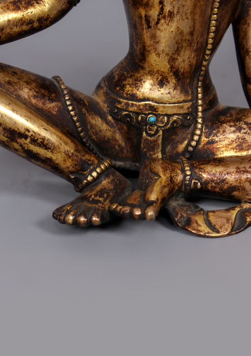 Antique Style Gold Gilded Indra Statue 7.5" H