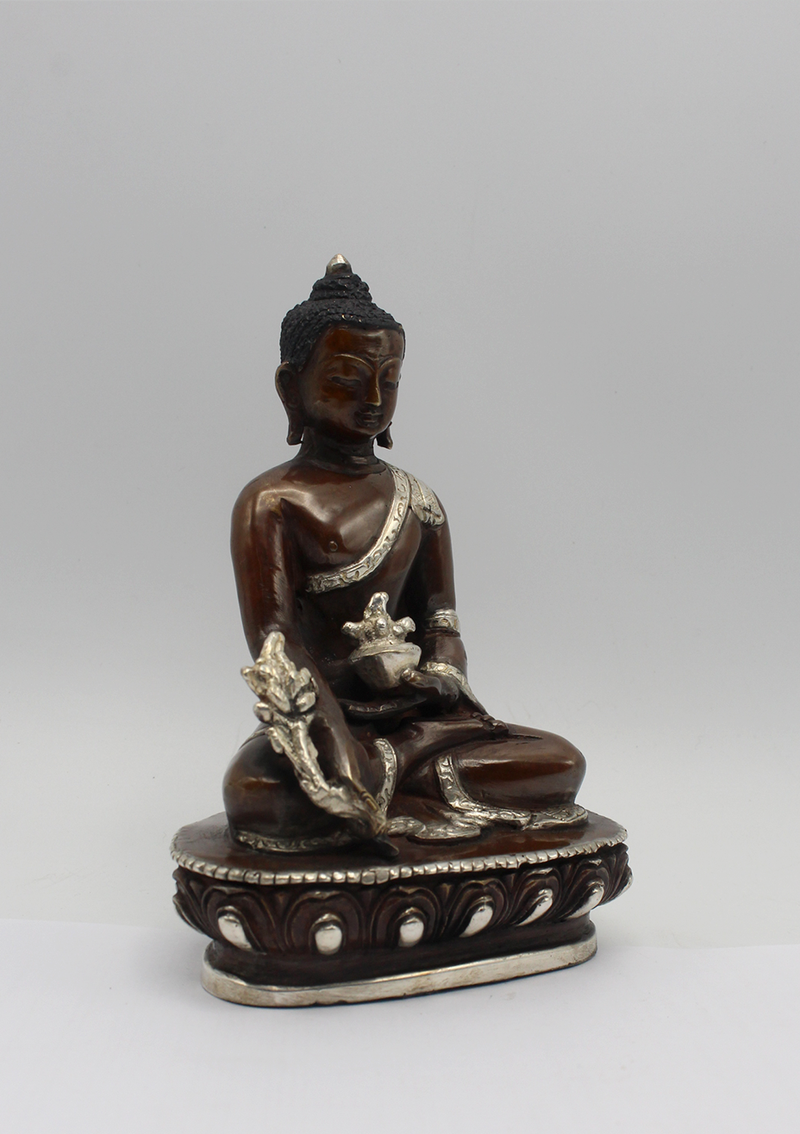 Copper Medicine Buddha Statue 5" H