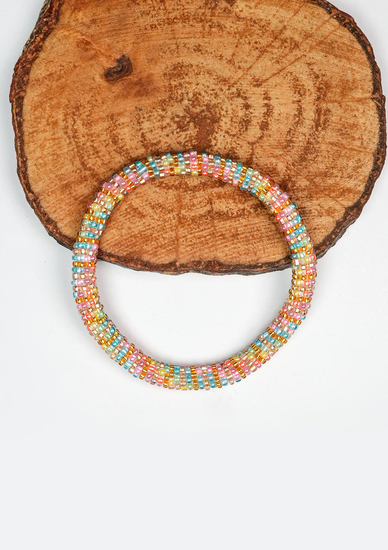Soft Pastel Nepalese Roll Bead Bracelet